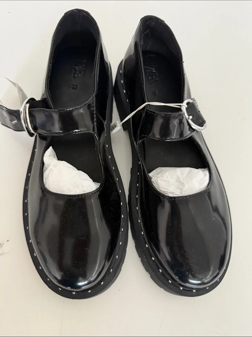 Zara Girls Black Patent Mary Jane Shoes with Buckle
